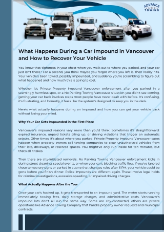 What Happens During a Car Impound in Vancouver and How to Recover Your Vehicle