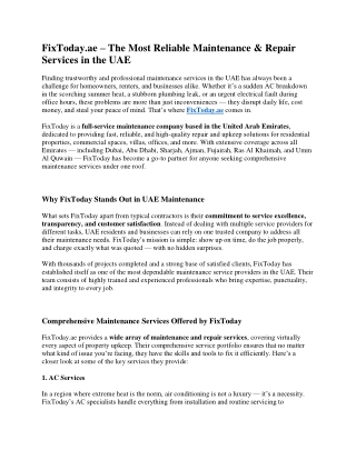 Professional Maintenance Services in UAE for Homes, Villas, Offices & Properties