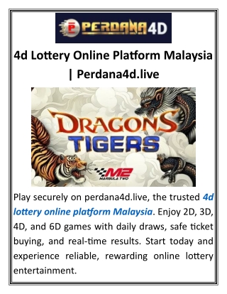4d Lottery Online Platform MalaysiaPerdana4d.live