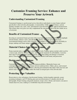 Customize Framing Service Enhance and Preserve Your Artwork