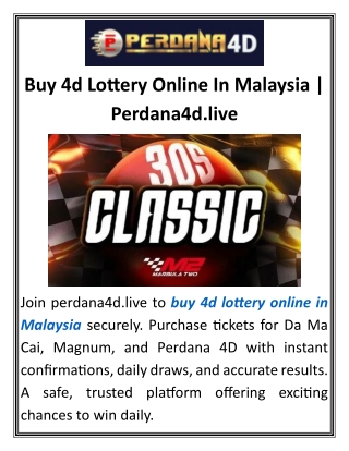 Buy 4d Lottery Online In Malaysia Perdana4d.live