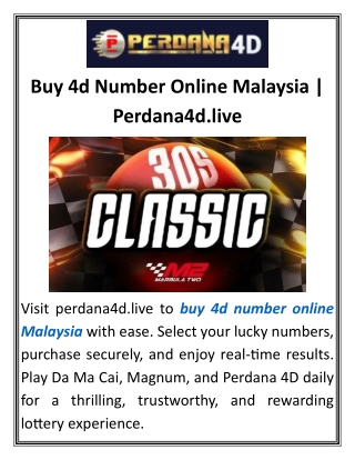 Buy 4d Number Online MalaysiaPerdana4d.live