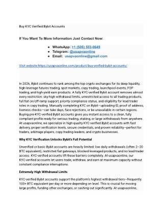 Buy KYC Verified Bybit Accounts
