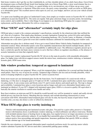 Side Window Replacement Fayetteville NC: OEM Glass Options