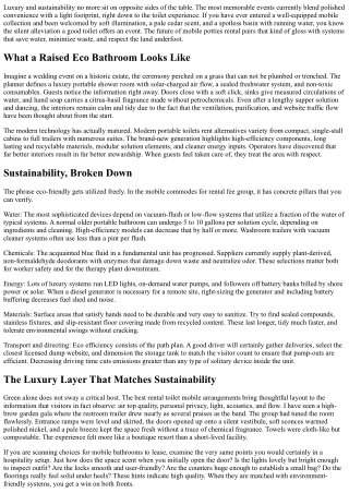 Eco-Friendly Portable Potties Rental for Eco-friendly Events