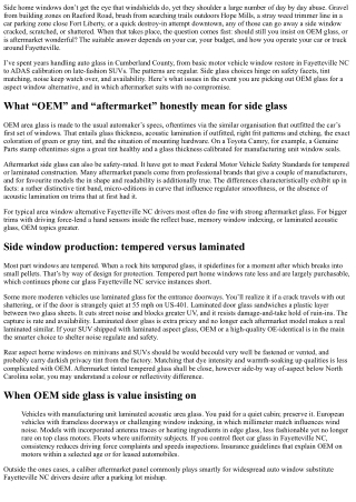 Side Window Replacement Fayetteville NC: OEM Glass Options