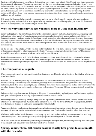 Rental Fee Portable Toilets Near Me: Seasonal Pricing Discussed