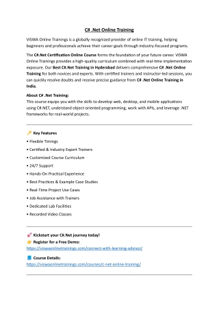 C^N.Net Online Training by VISWA Online Trainings - USA | UK | India | Canada