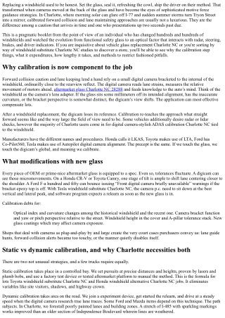 Calibrating Forward Collision and Lane Keep in Charlotte NC After New Glass