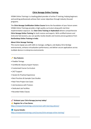 Citrix Xenapp Online Coaching Classes In India, Hyderabad