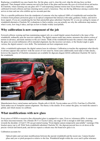 Calibrating Forward Collision and Lane Keep in Charlotte NC After New Glass