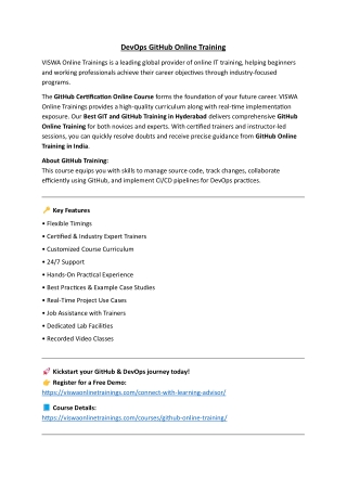 DevOps GitHub Online Training Institute in Hyderabad