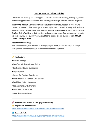 DevOps MAVEN Online Coaching Classes In India, Hyderabad