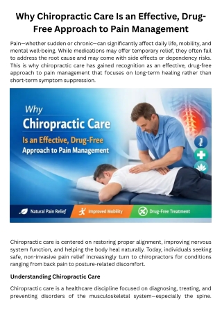Why Chiropractic Care Is an Effective, Drug-Free Approach to Pain Management