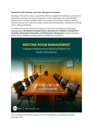 Revolutionize UAE's Meetings: Smart Room Management Unleashed