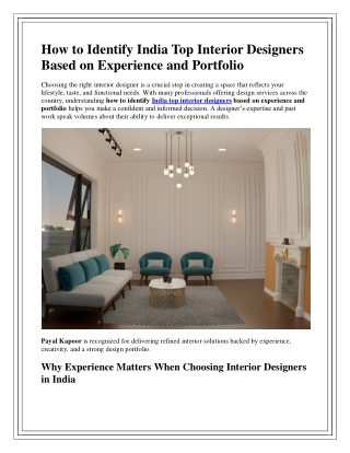 How to Identify India Top Interior Designers Based on Experience and Portfolio