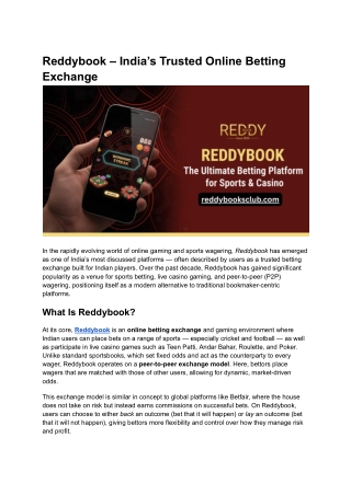 Reddybook – India’s Trusted Online Betting Exchange