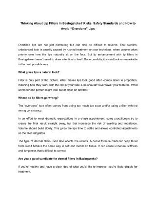 Thinking About Lip Fillers in Basingstoke Risks, Safety Standards and How to Avoid “Overdone” Lips