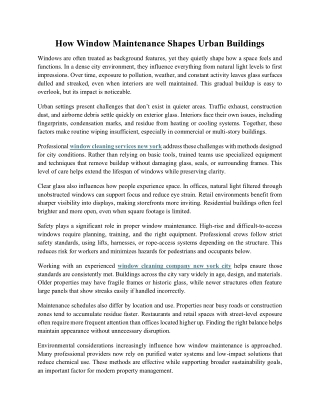 How Window Maintenance Shapes Urban Buildings