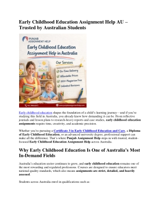 Early Childhood Education Assignment Help AU – Trusted by Australian Students