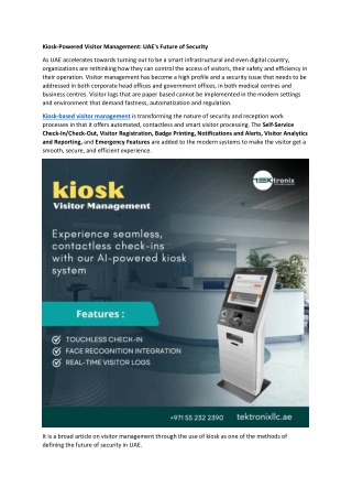 Kiosk-Powered Visitor Management: UAE's Future of Security