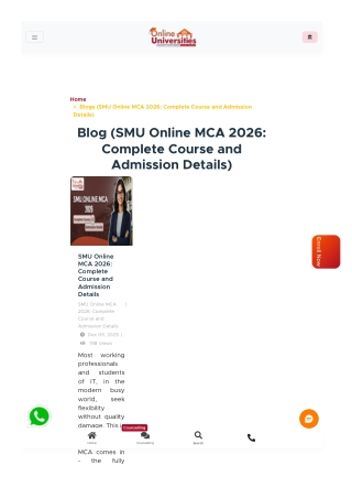 Sikkim Manipal Online MCA 2026: Complete Course Overview, Fees, Eligibility and
