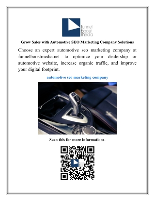 Grow Sales with Automotive SEO Marketing Company Solutions
