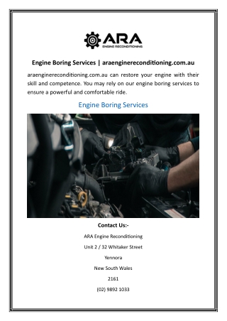 Engine Boring Services  araenginereconditioning.com.au