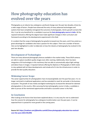 How photography education has evolved over the years