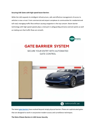 Securing UAE Gates with high-speed boom Barriers