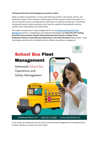 AI-Powered School Bus Fleet Management Launches in Qatar