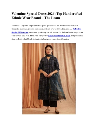 Top Handcrafted Ethnic Wear Brand in India - The Loom Valentine Dress