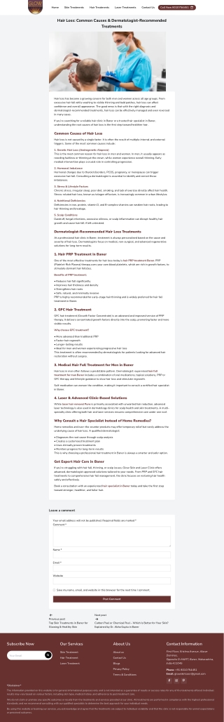 PRP Hair Treatment for Hair Loss | Glow Skin Laser Baner Pune