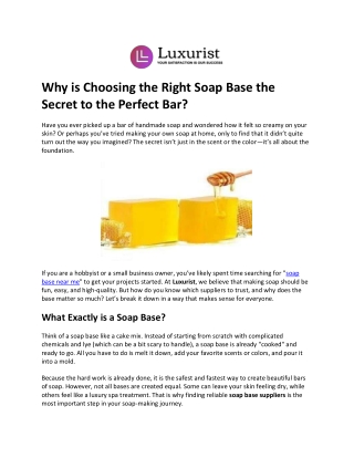 Why is Choosing the Right Soap Base the Secret to the Perfect Bar?