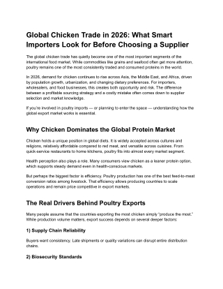 Global Chicken Trade 2026: A Practical Guide for Importers Choosing Suppliers