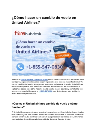 ¿Cómo hacer un cambio de vuelo en United Airlines