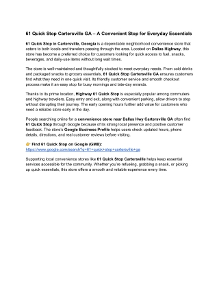 61 Quick Stop Cartersville GA – A Convenient Stop for Everyday Essentials