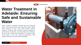 Water Treatment in Adelaide Ensuring Safe and Sustainable Water