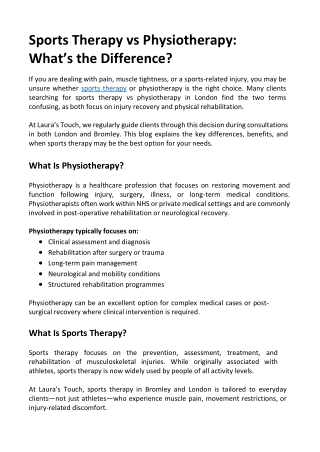Sports Therapy vs Physiotherapy What’s the Difference