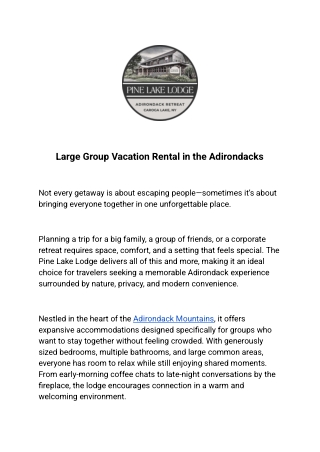 Large Group Vacation Rental in the Adirondacks