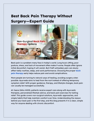 Best Back Pain Therapy Without Surgery—Expert Guide