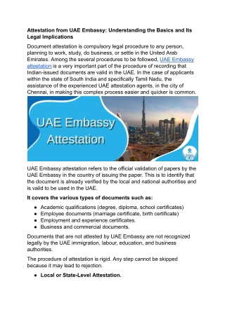 Attestation from UAE Embassy- Understanding the Basics and Its Legal Implications