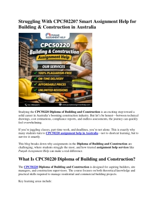 Struggling With CPC50220? Smart Assignment Help for Building & Construction in A