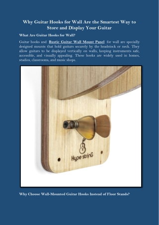 Why Guitar Hooks for Wall Are the Smartest Way to Store and Display Your Guitar