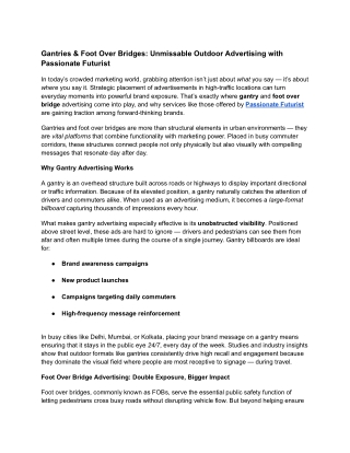 Gantries & Foot Over Bridges_ Unmissable Outdoor Advertising with Passionate Futurist