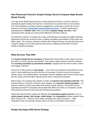 How Passionate Futurist’s Graphic Design Service Company Helps Brands Speak Visually