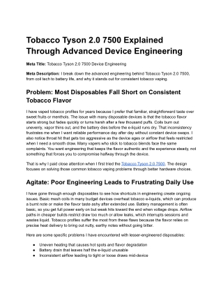 Tobacco Tyson 2.0 7500 Device Engineering