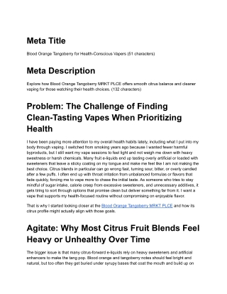 Blood Orange Tangoberry for Health-Conscious