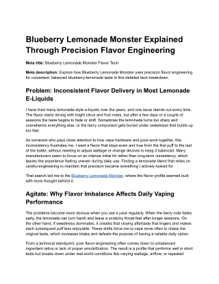 Blueberry Lemonade Monster Flavor Tech