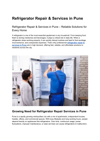 Refrigerator Repair & Services in Pune